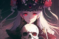 kokinnwakashuu1215_a_close_up_of_a_person_holding_a_skull_shall_9b30e493-c114-4674-aeca-647e32e938d6